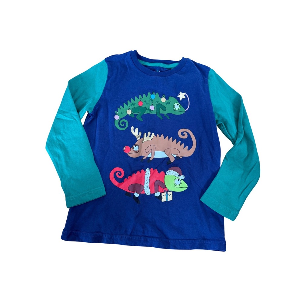 Mini Boden holiday Christmas lizard graphic long sleeve t-shirt
